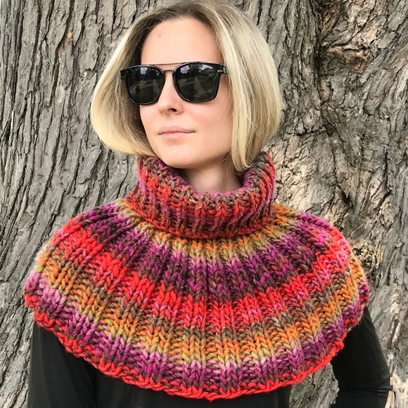 Handmade Turtleneck Style Caplet Scarf Shawl Shrug (K15-11H) - Picture 2 of 7